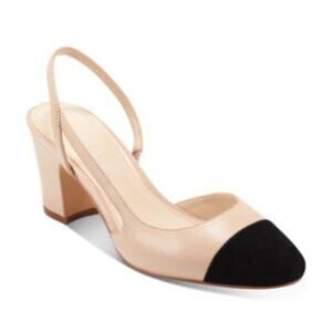 Marc Fisher Laynie 6.5 Slingback Block Heel Leather Elegant Old Money Luxury